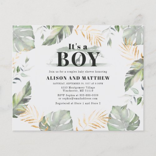 Budget Jungle Safari Baby Shower Boys Invitation