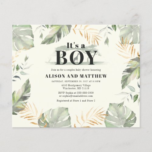 Budget Jungle Safari Baby Shower Boys Invitation