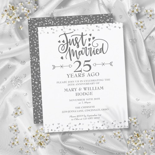 Budget Just Married 25th Anniversary Invitation