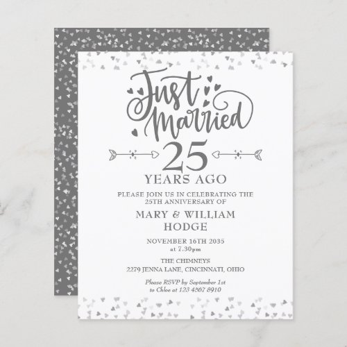 Budget Just Married 25th Anniversary Invitation