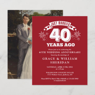 Budget Just Married 40th Anniversary Photo Invite