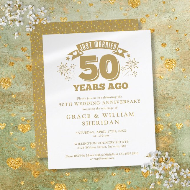 Budget Just Married 50th Anniversary Invitation (Budget Just Married 50th Anniversary Invitation)