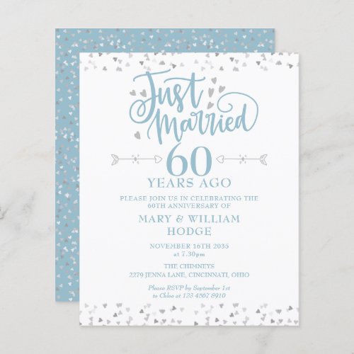 Budget Just Married 60th Anniversary Invitation