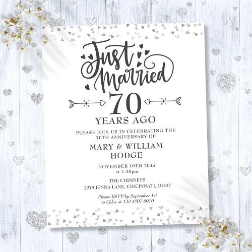 Budget Just Married 70th Anniversary Invitation
