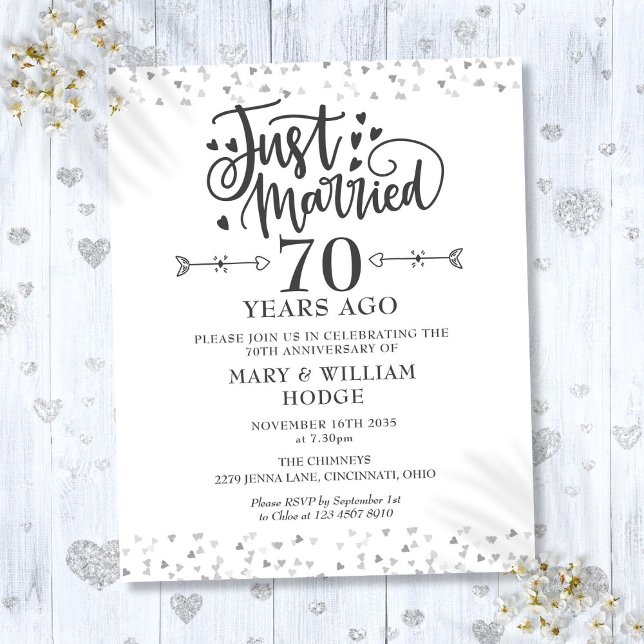 Budget Just Married 70th Anniversary Invitation (Budget Just Married 70th Anniversary Invitation)