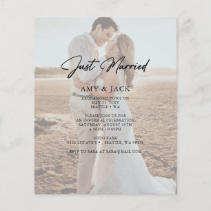 Budget Just Married Photo Wedding Announcement