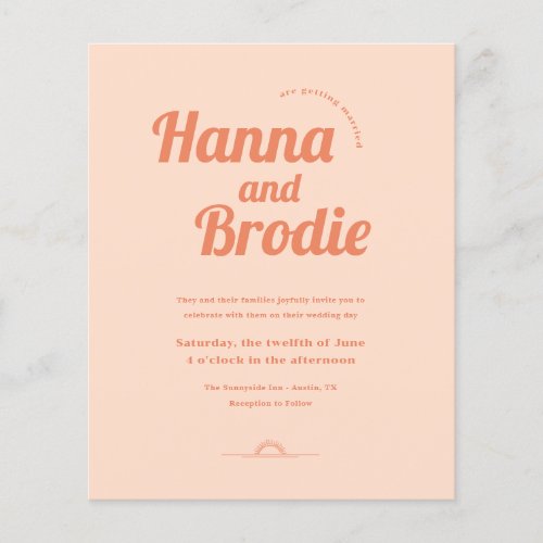 Budget Just Peachy Wedding Invitation Flyer