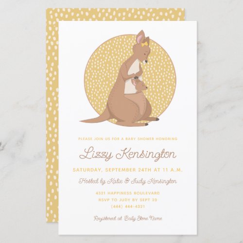 Budget Kangaroo Yellow Baby Shower Invitation