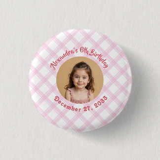 Budget Kids Photo Pink Birthday Party Button