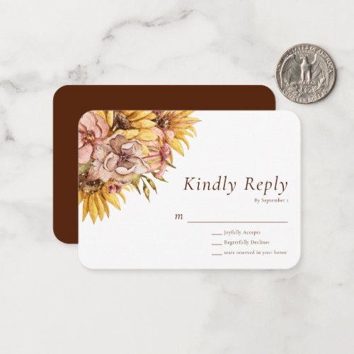 BUDGET Kindly Reply Sunflower RSVP  Note Card