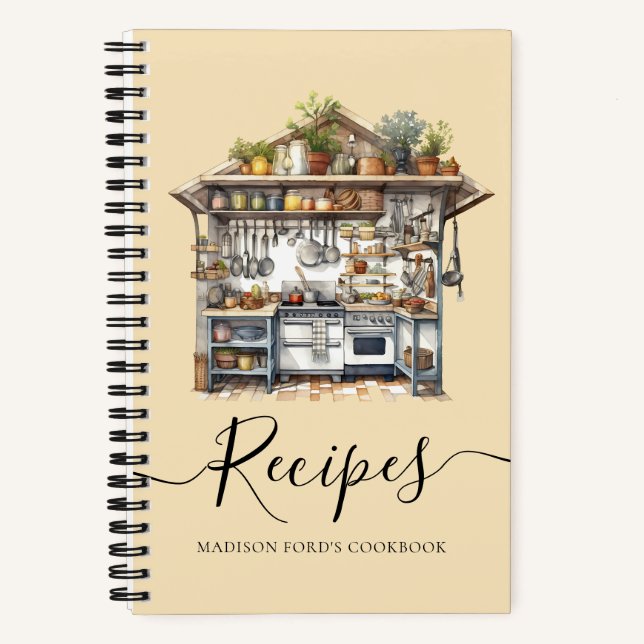 Budget Kitchen Utensil Food Pantry Supplies Recipe Notebook (Front)