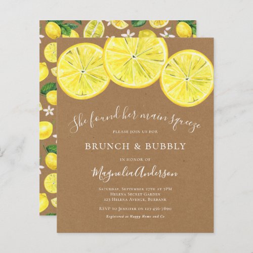 Budget Kraft Lemons Bridal Shower Invitation