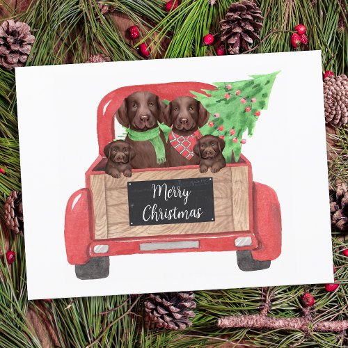 Budget Labrador Dogs Vintage Red Christmas Truck 