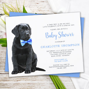 Budget Labrador Puppy Blue Baby Shower Invitation