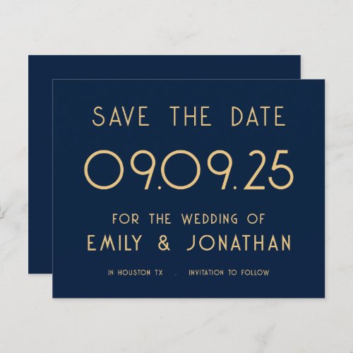 Budget Large Typography Gold Navy Wedding