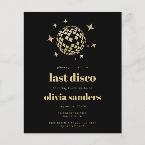 Budget Last Disco Bachelorette Party Invitation