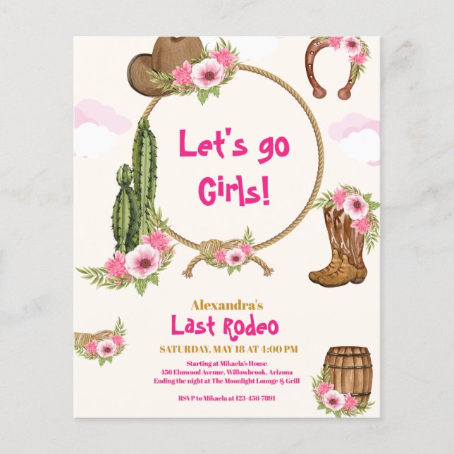 Budget Last Rodeo Cowgirl  Bridal Shower  (Front)