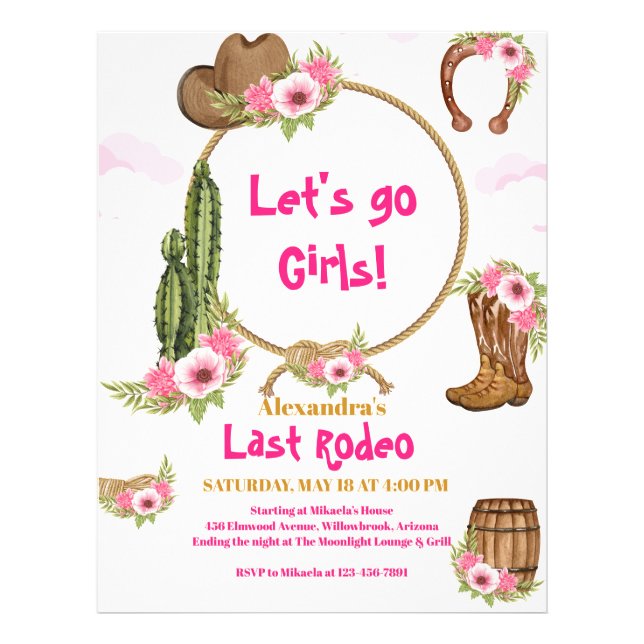 Budget Last Rodeo Cowgirl  Bridal Shower  Flyer (Front)