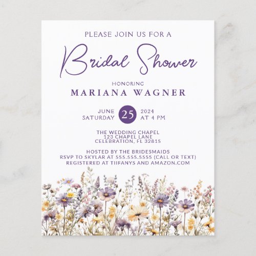 Budget Lavender Beige Wildflowers Bridal Shower