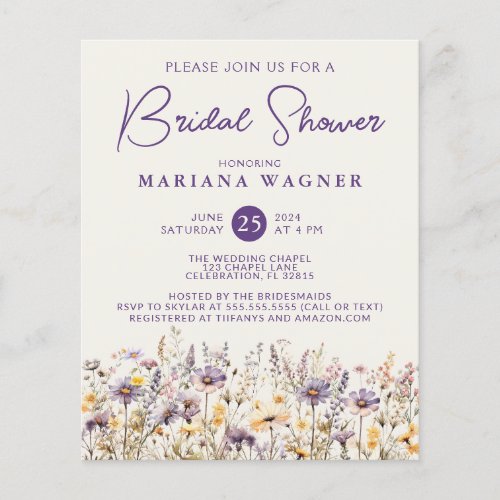 Budget Lavender Beige Wildflowers Bridal Shower