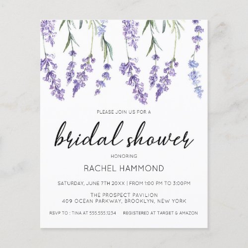 Budget Lavender Bridal Shower Invitation