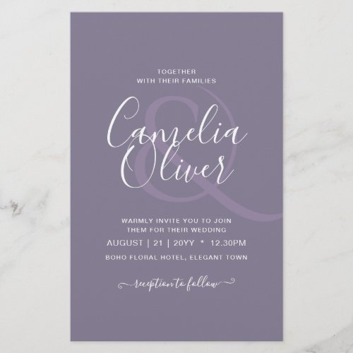 BUDGET Lavender Dusty Purple Monochrome Wedding Flyer