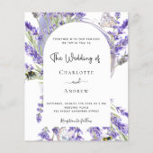 Budget lavender floral arch wedding invitation (Front)