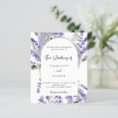 Budget lavender floral arch wedding invitation (Standing Front)
