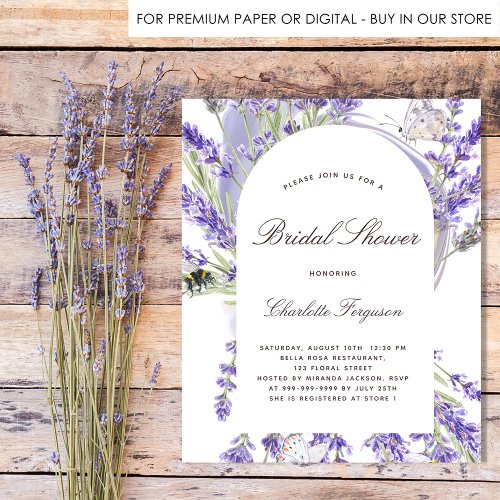 Budget lavender floral bridal shower invitation