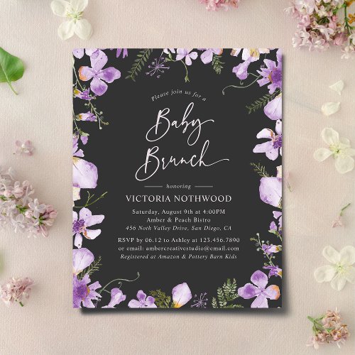 Budget Lavender Flowers Baby Brunch Invitation