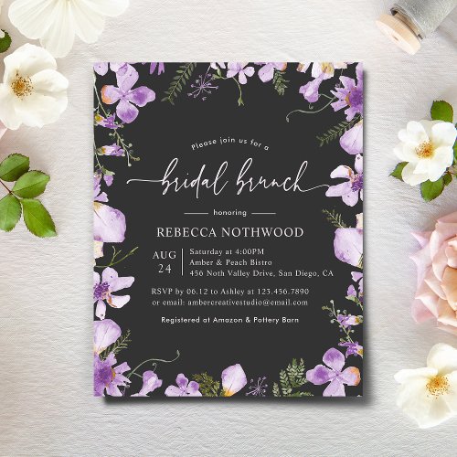 Budget Lavender Garden Bridal Brunch Invitation