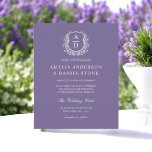 Budget Lavender Purple Crest Wedding Invitation