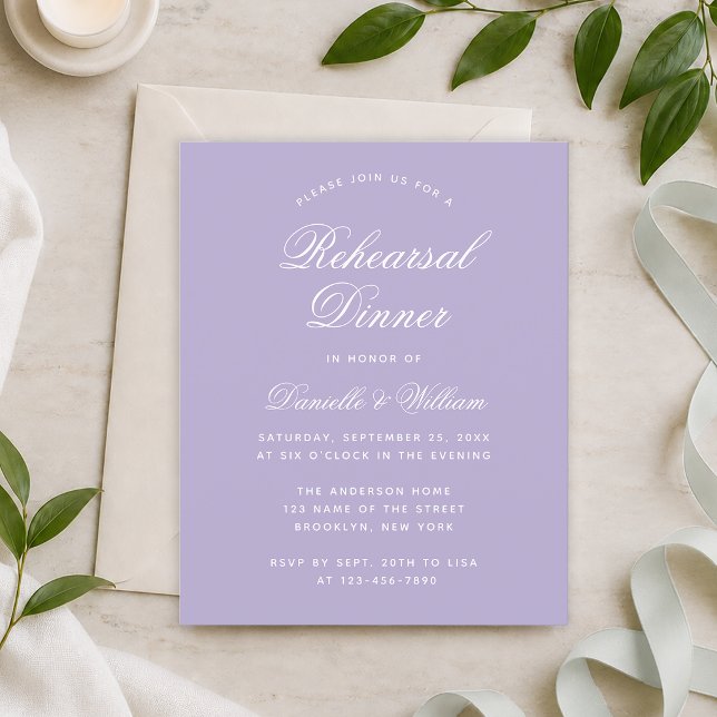 Budget Lavender Purple Rehearsal Dinner Invitation (Creator Uploaded)