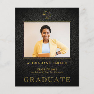 Budget law school graduation photo announcement flyer