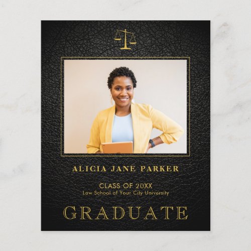 Budget law school graduation photo announcement flyer