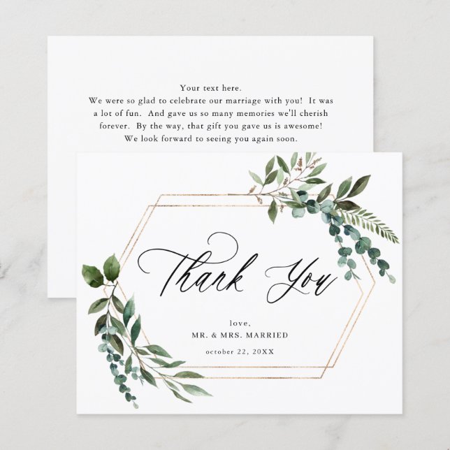 Budget Leaves & Eucalyptus Gold Thank You (Front/Back)