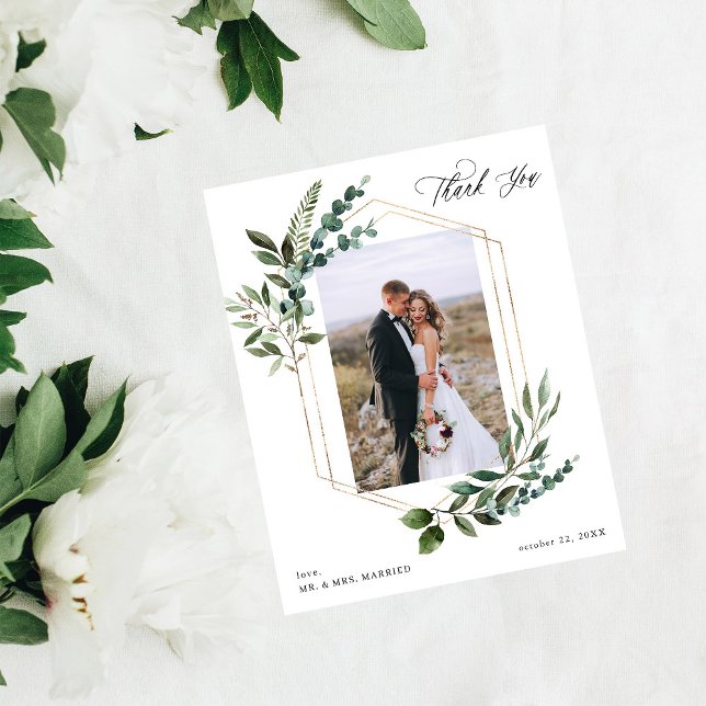 Budget Leaves & Eucalyptus Gold Thank You Photo Flyer (Creator Uploaded)