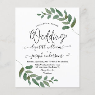 Budget Leaves eucalyptus Green Greenery wedding Flyer