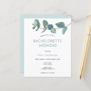 Budget Leaves Itinerary Bachelorette Invitation