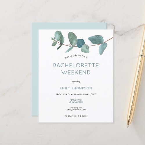 Budget Leaves Itinerary Bachelorette Invitation