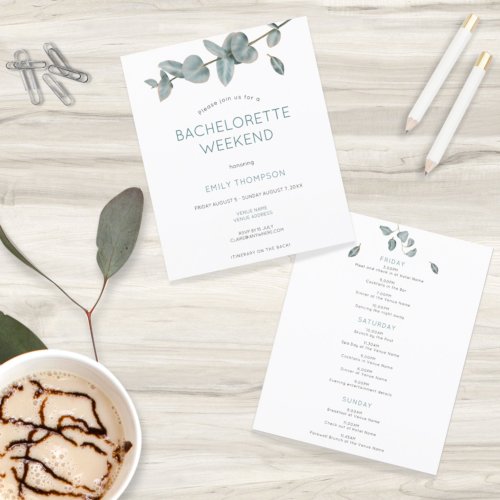 Budget Leaves Itinerary Bachelorette Invitation