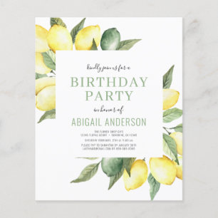 Budget Lemon Any Age Birthday Party Invitation Flyer
