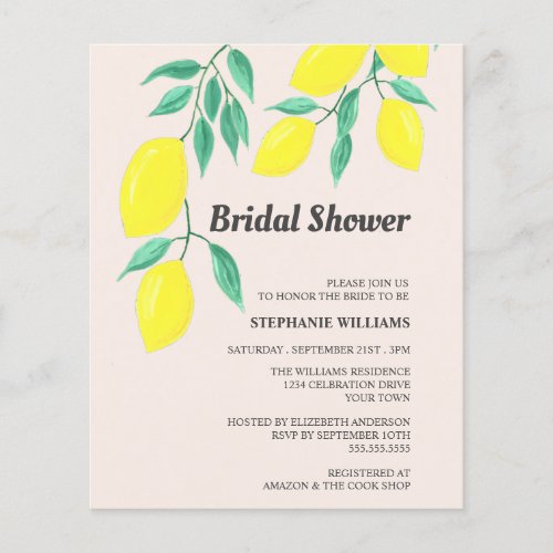 Budget Lemon Bridal Shower Invitation 