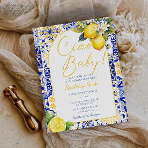 Budget Lemon Ciao Baby Shower Amalfi Invitation Postcard