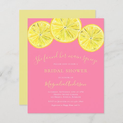 Budget Lemon Citrus Bridal Shower Invitation