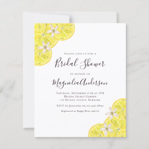 Budget Lemon Citrus Bridal Shower Invitation