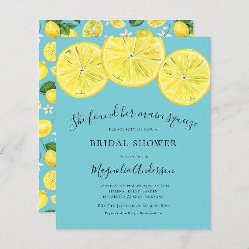 Budget Lemon Citrus Bridal Shower Invitation