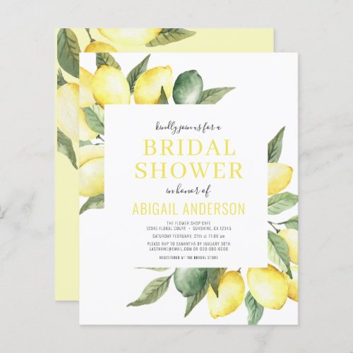 Budget Lemon Citrus Bridal Shower Invitation