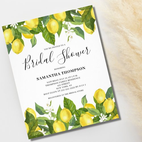 Budget Lemon Citrus Bridal Shower Invitation Flyer