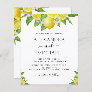 Budget Lemon Citrus Yellow Watercolor Wedding